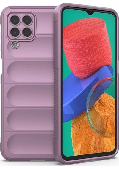 Samsung Galaxy M33 Uyumlu Silikon Kılıf - Kamera Korumalı Esnek Yeni Nesil Airbag Kapak - Mor