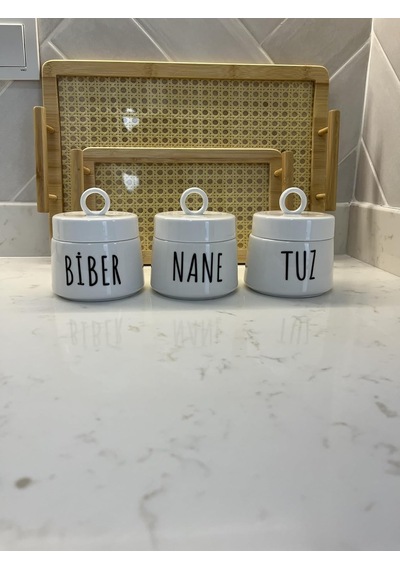 Porselen Baharatlık Kavanoz Takımı, 3 Parça, 400 Ml Çok Renkli