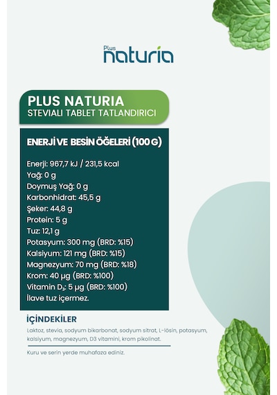 Stevia Tatlandırıcı Tablet 300 Adet/kutu Şekersiz, Vitamin & Mineral Destekli