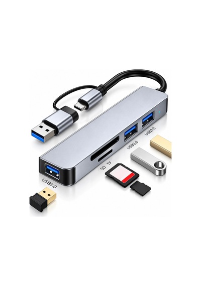 Type-c & Usb 3.0 5-in-1 Çoklayıcı Hub Usb Hub, Sd/tf Kart Okuyucu Adaptör
