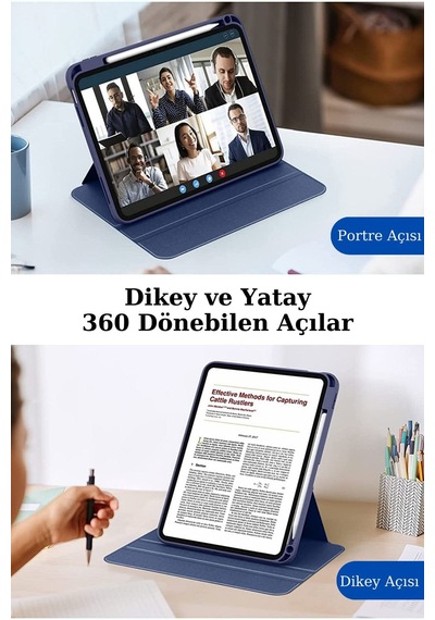 Apple Uyumlu 10 9 Inc nesil 360 Dönebilen Standlı Pino iPad Tablet Kılıfı Kılıf