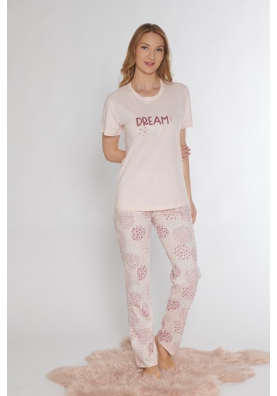 Kısa Kol Yazlık Pijama Takımı Dowry 08-132 Pembe