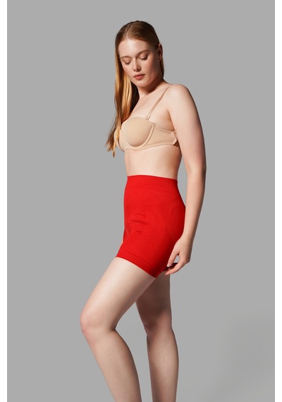 Fit Women Push Up Seamless Dikişsiz Popo Kısa Paçalı Korse 2064 Kırmızı