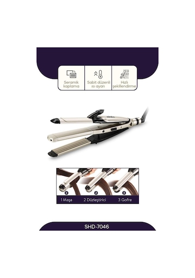 Sinbo SHD-7046 3in1 Fonksiyonel Saç Maşası 25 MM