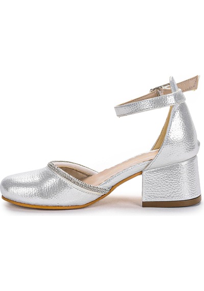 Kiko Kids 771 Taşlı Kız Çocuk 5 Cm Topuklu Sandalet Ayakkab Gümüş
