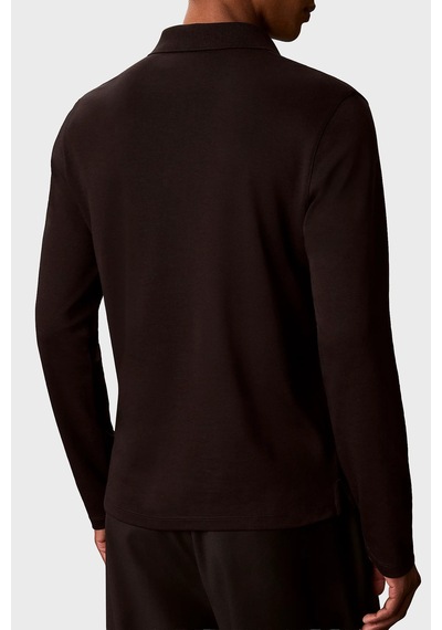 Calvin Klein Logolu % 100 Pamuk Uzun Kollu Düğmeli Polo Erkek Polo Lv04lh240g Ub1 Siyah