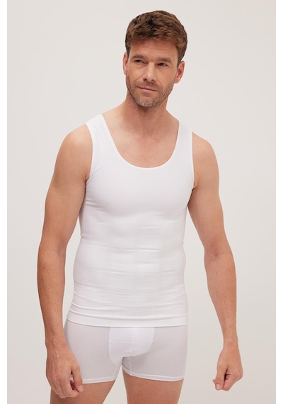 Tudors Erkek Süper Slim Fit Extra Dar Kesim Lastikli Beyaz Atlet Korse-41684 Beyaz