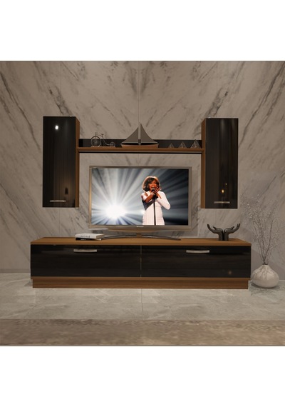 Decoraktiv Eko 5db Slm Std Tv Ünitesi Tv Sehpası Ceviz - Siyah