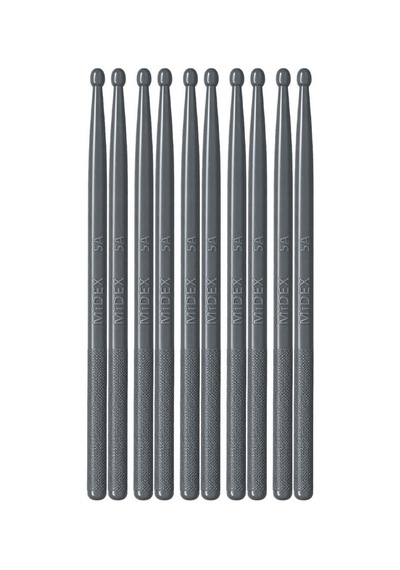 Midex Gfk-901gry-5x Pro 5a Profesyonel Kırılmaz Baget Fiber Karbon Drumsticks Gri Bateri Bageti 5 Çift