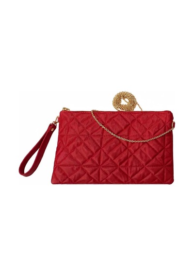 Names Bag Desenli Portföy Clutch Çanta 25x19 Cm - El Çantası Kırmızı Kırmızı