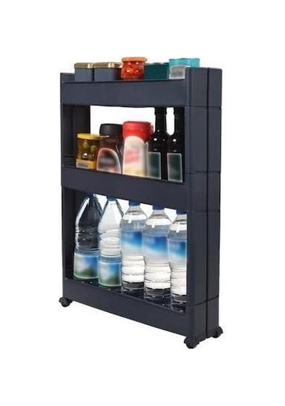 Slim Organizer 3 Katlı Plastik Banyo / Mutfak Düzenleyici Raf Antrasit 49,5 14 80 Cm Antrasit