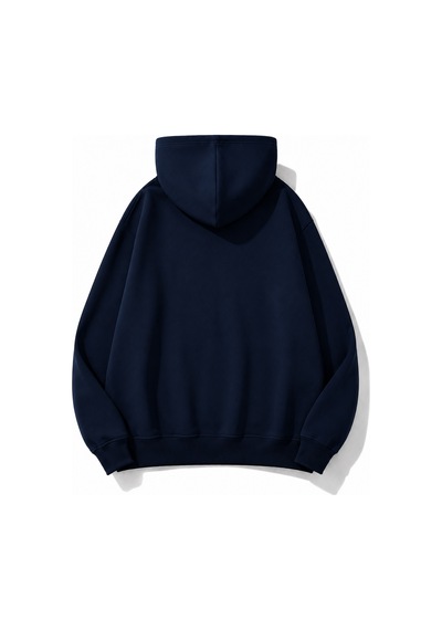 Herkesemoda Yazı Baskılı Kapüşonlu 2 İplik Şardonlu Sweatshirt Lacivert