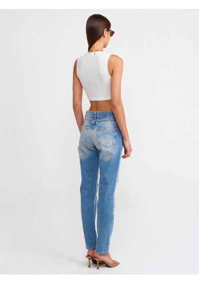 Dilvin Düşükbel Comfort Likra Denim Pantolon 101a71440 Mavi