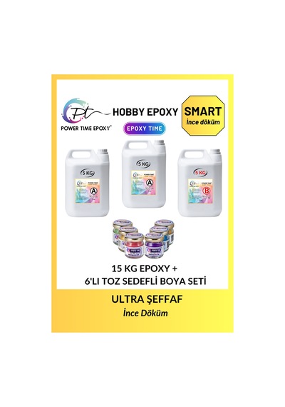 15 Kg Hobby Epoxy Smart + 6'lı Toz Sedefli Pigment Boya Seti