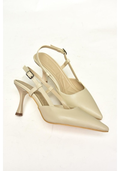Fox Shoes U480441109 Bej İnce Topuklu Kadın Abiye Ayakkabı Bej