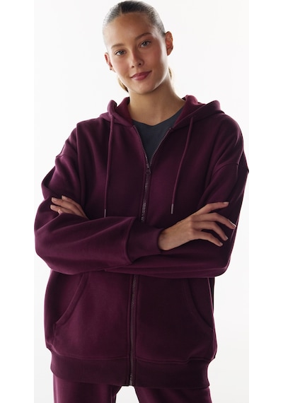 Penti Bordo Full Fermuarlı Şardonlu Active Uzun Kollu Sweatshirt