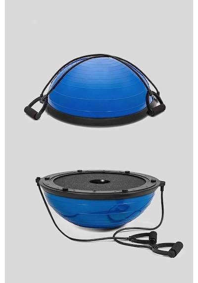 T181 M Bosu Ball Denge Topu 45 Cm Pilates Aleti Direnç Lastiği + Pompa Dahil Kaymaz Taban