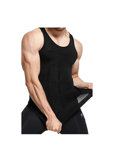 Fit Women Erkek Atlet Korse Bel Göğüs Göbek Korse Siyah