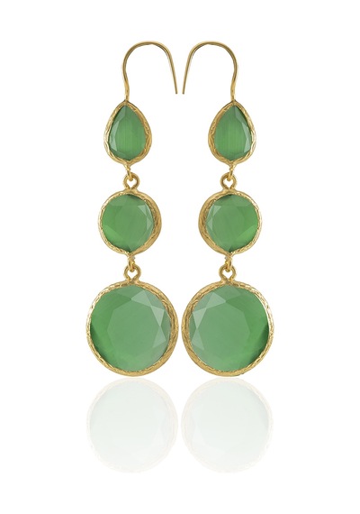 Kadir Jewellery 22 Ayar Altın Kaplama Kadın Sallantılı Küpe -el İşçiliği Ve Hipoalerjenik Küpe Yeşil 44845746