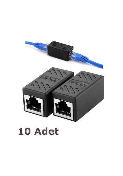 RJ45 Cat6 Cat7 Cat8 Kablo Uzatma Uzatıcı Ara Konnektör - 10 Adet