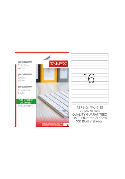 Tanex Tw-2163 210x16,38mm 100 Lü Lazer Etiket