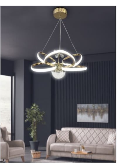 Kraltacı Gold Tek Top 3renk Led Avize Altın - Gold