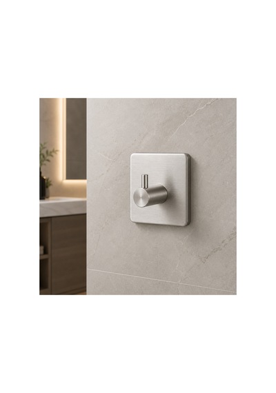 4 Adet Kare Tekli Modern Banyo Askılık 45 Mm Paslanmaz Çelik Delmeden Yapışkan Montaj Inox