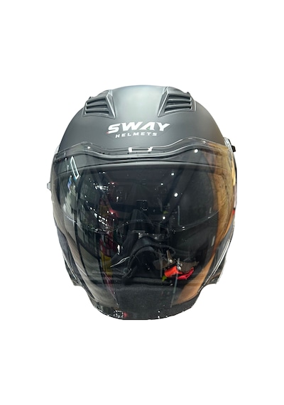 Sway SW-766 Güneş Vizörlü Açık Motosiklet Kaskı Mat Siyah
