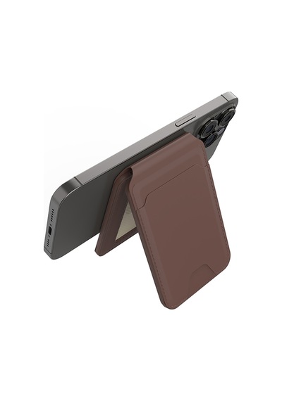 Micflip P17 İos Cihazlara Özel Magnetik Standlı Kartlık Kahverengi