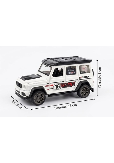 Duman Çıkaran 3 Buton Fonksiyonlu Işıklı Müzikli Sesli Sürtmeli 4x4 Arazi Aracı Temalı Oyuncak Araba Beyaz
