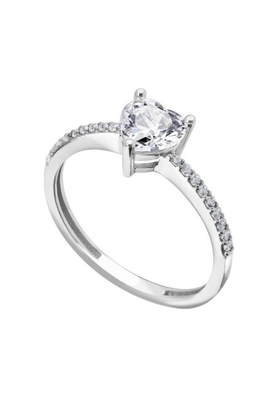 Diamond Line - Gülaylar - Beyaz Altın 8 Ayar Kalp Yüzük (527305077)