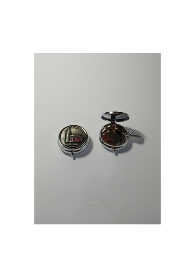Mini Taşınabilir Cep Küllüğü - Gümüş Rengi Mini Cep Küllüğü - Çanta Küllüğü 5cm - İstanbul Galata Desenli Kapaklı Metal Mini Kül Tabağı