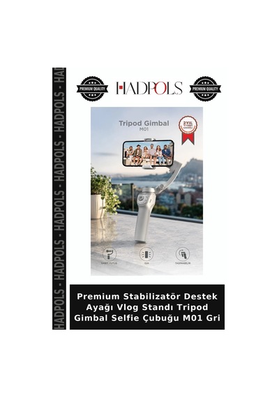 Premium Stabilizatör Destek Ayağı Vlog Standı Tripod Gimbal Selfie Çubuğu M01 Gri