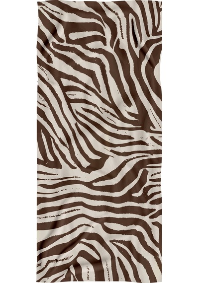 Zebra Desenli Kahverengi Krem Yüksek Su Emici 70x150 Plaj Havlusu Renkli