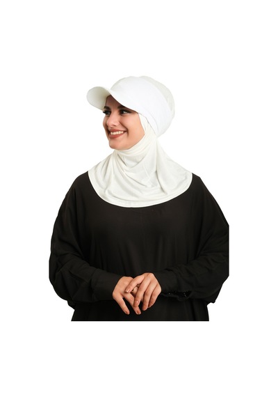 Hürrem Bone Krem Pratik Hazır Geçmeli Şapkalı Tesettür Eşarp Viskon Düz 2513 40 krem