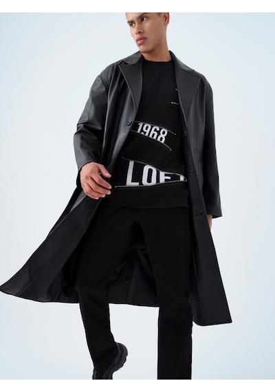 Regular Fit Erkek Trenchcoat Siyah