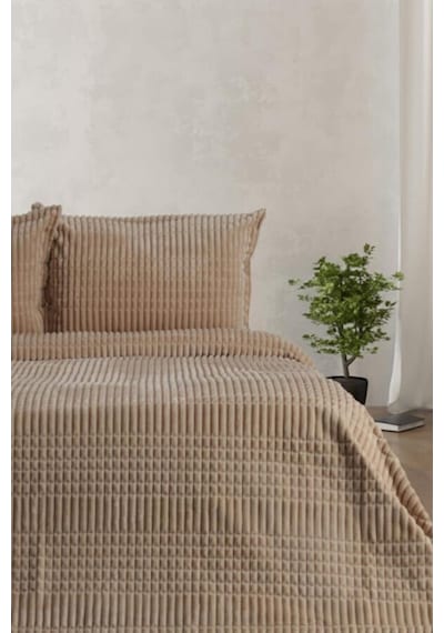 Merinos Modern Line 3 Parça Battaniye Seti Bej