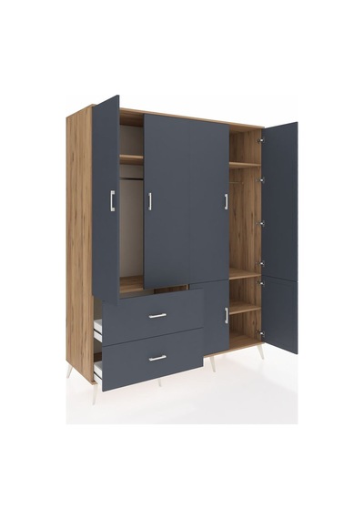 Kronos Gardrop 5 Raflı 2 Çekmeceli 2 Askılı 176x59x221 Çam-antrasit Antrasit Kronos Gardrop 5 Raflı 2 Çekmeceli 2 Askılı 176x59x221 Çam-antrasit Antrasit