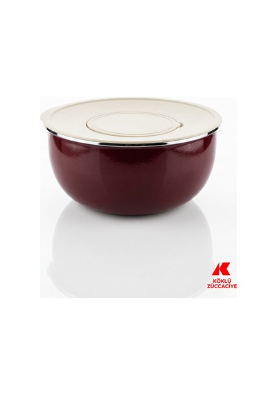 Emaye Karıştırma Kabı Bordo
