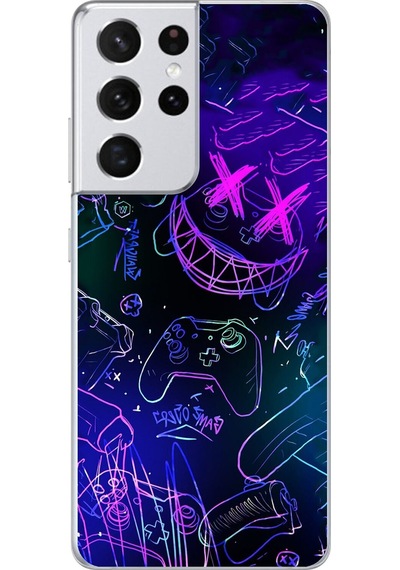 Samsung Galaxy S21 Ultra Uyumlu Şeffaf Kılıf Graffiti 4 Tasarımlı