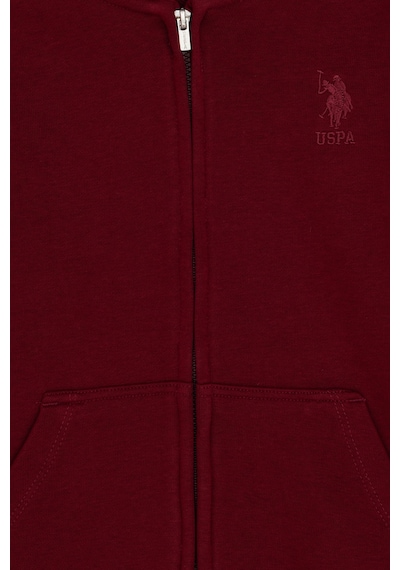 U.S. Polo Assn. Erkek Çocuk Bordo Basic Fermuarlı Sweatshirt 50289144-VR014