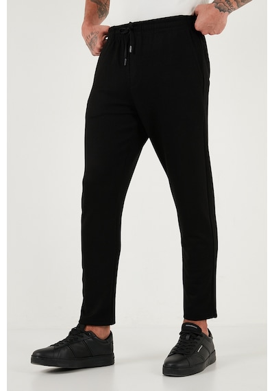 Buratti Regular Fit Belden Bağlamalı Düz Paça Jogger Erkek Pantolon 5908095 Siyah