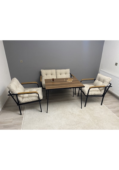 Modern Mars Balkon, Bahçe, Cafe - Metal Kanepe Koltuk Takımı - 2+1+1 + Masa Krem Modernsh34 Krem Modern Mars Balkon, Bahçe, Cafe - Metal Kanepe Koltuk Takımı - 2+1+1 + Masa Krem Modernsh34 Krem
