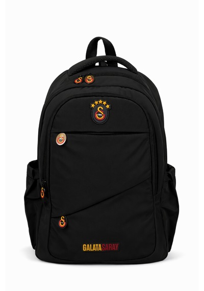 Galatasaray Lisanslı Siyah Sırt Çantası - Çapraz Cep Detaylı Laptop Bölmeli Okul Çantası