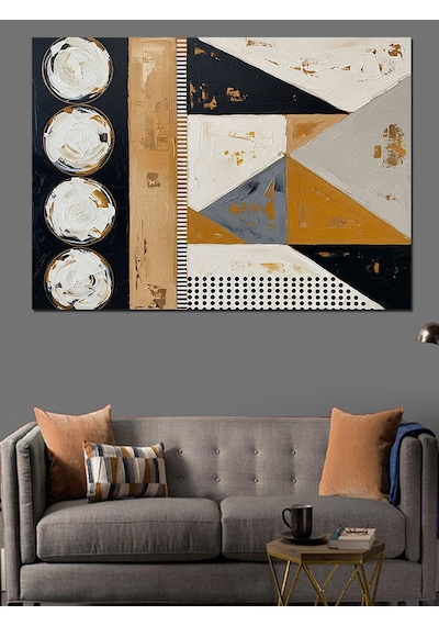 Art Deco Geometrik Soyut Sanat Dekoratif Kanvas - Mdf Ahşap Tablo
