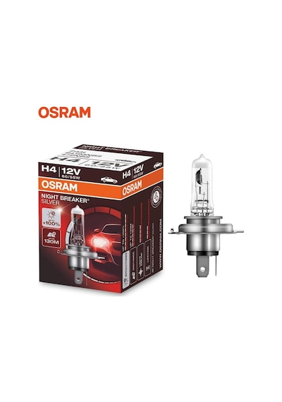 Osram 12v H4 Ampul 60/55w +%100 Parlak Işık +130 Metre Fazla Görüş Nıght Breaker Sılver 1 Ad