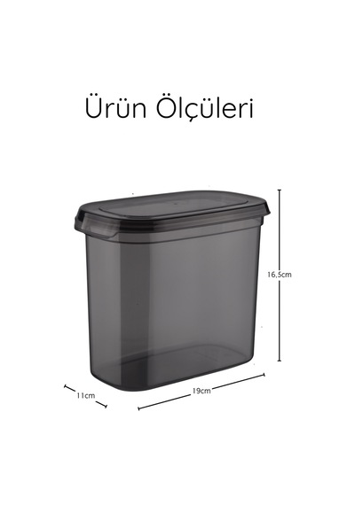 2,1lt. Etiketli Light Model 6'lı Set Saklama Kabı - 2,1lt. Antrasit