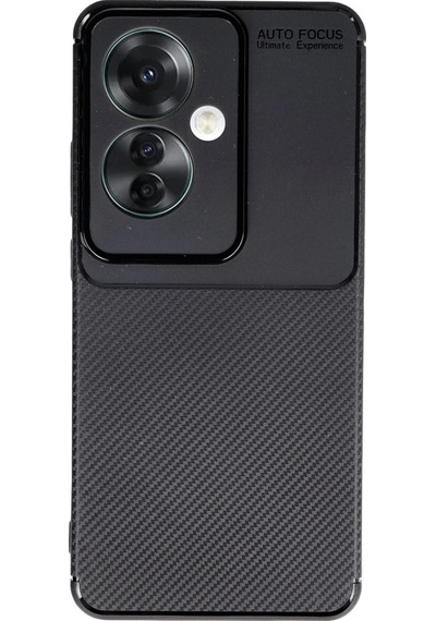 Oppo Reno 11f Uyumlu Kılıf Karbon Tasarım Kamera Korumalı Silikon Telefon Kılıfı Kapak Siyah
