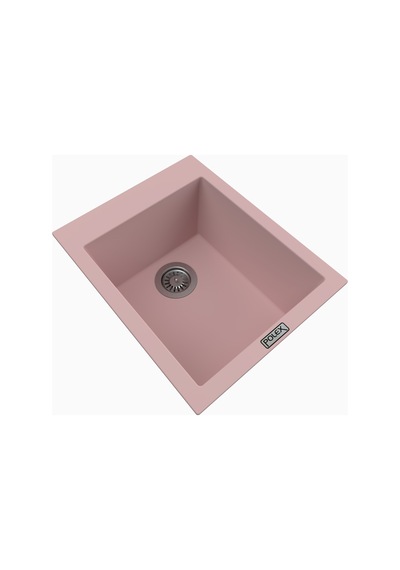 Polex Cristalüx Granit Evye P-05 Pembe Tezgah Altı Ve Tezgah Üstü Kare Mutfak Evyesi 41x51 CM