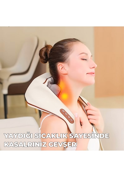 Şarjlı Ovmalı Isıtmalı Masaj Aleti Insan Eli Yoğurma Hissi Bej